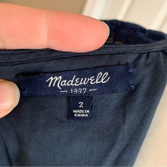 Madewell Navy Blue Lace A-line Pleated Dress - Picture 4 of 6